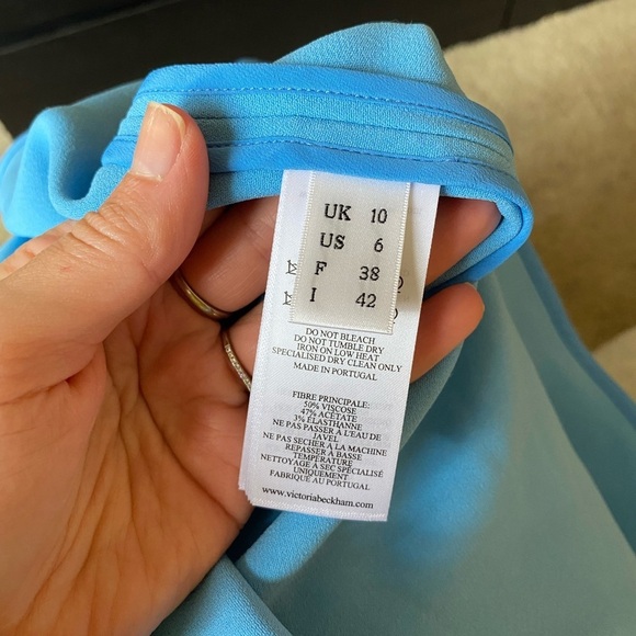 VICTORIA BECKHAM Women’s Crepe Flared Midi Dress in Blue Business Casual Minimal - Picture 6 of 12